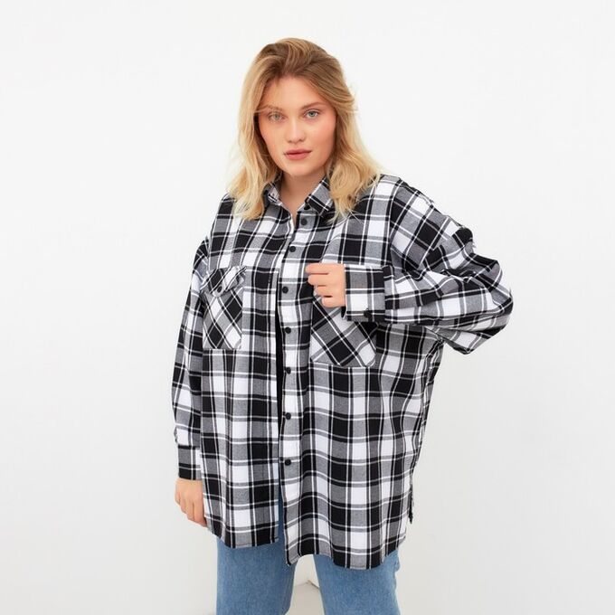 Рубашка женская MIST plus-size, one size, черный/белый