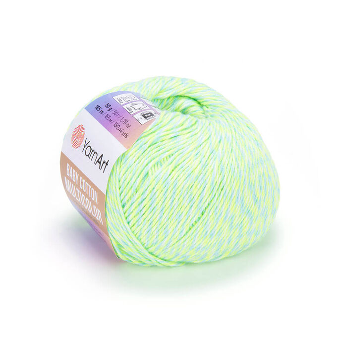 Пряжа YarnArt Baby Cotton Multicolor цвет №5206 Салатовый