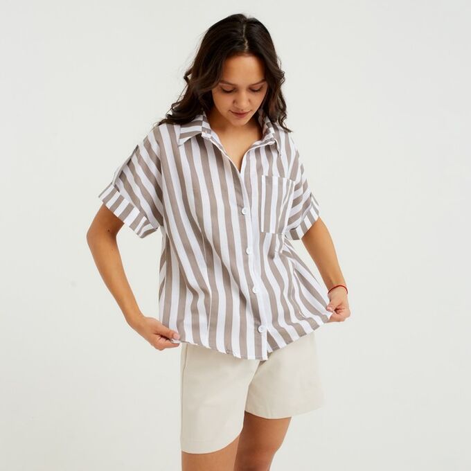 Рубашка женская MINAKU: Cotton collection, цвет коричневый