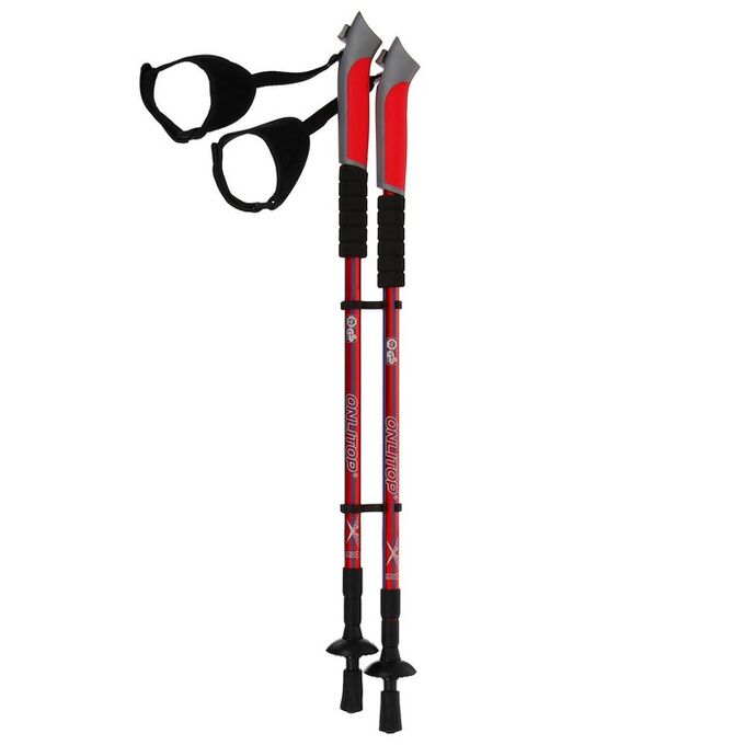 ONLITOP Палки для скандинавской ходьбы, телескопическая, 3 секции, до 135 см (пара 2 шт), цвета МИКС