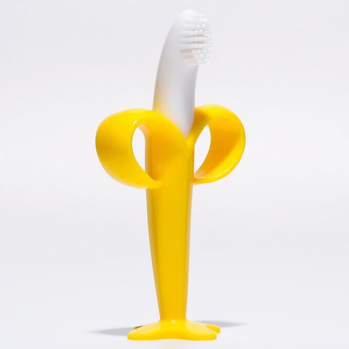 Крошка Я Детская зубная щетка, прорезыватель - массажер «Банан», на присоске, с ограничителем, силикон, от 3 мес., цвет жёлтый