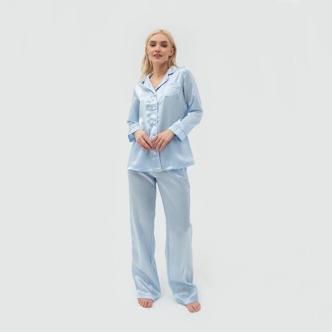 Пижама женская (рубашка и брюки) KAFTAN Girl, размер 44-46, голубой
