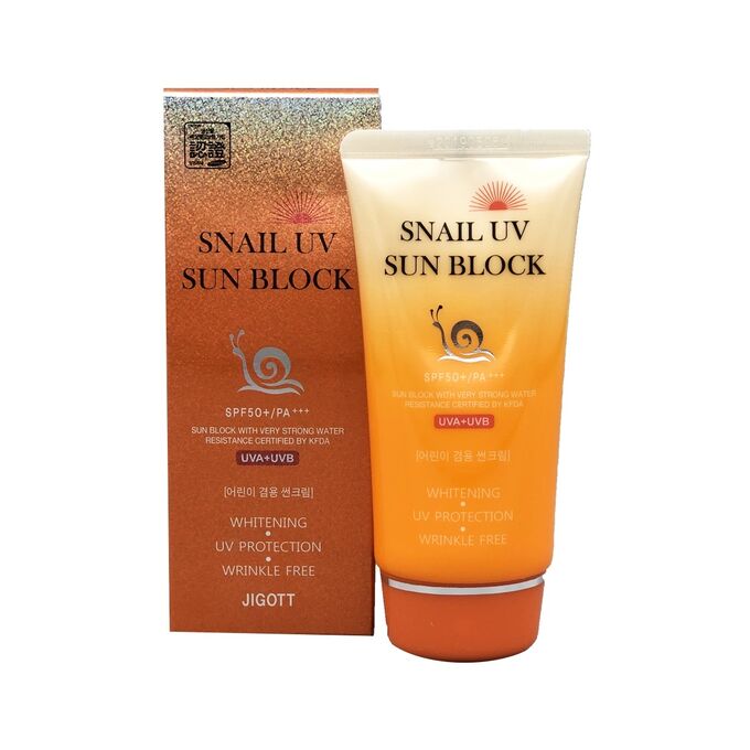 Солнцезащитный крем с улиточным муцином SPF50+/PA+++  	Jigott  Snail Uv Sun Block Cream SPF50+/PA+++