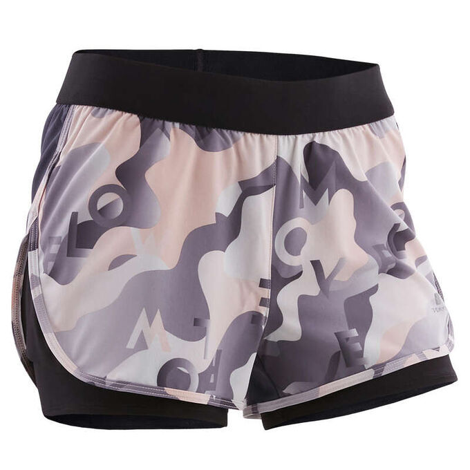 DECATHLON / Шорты 2 в 1 для девочек черно-розовые DOMYOS