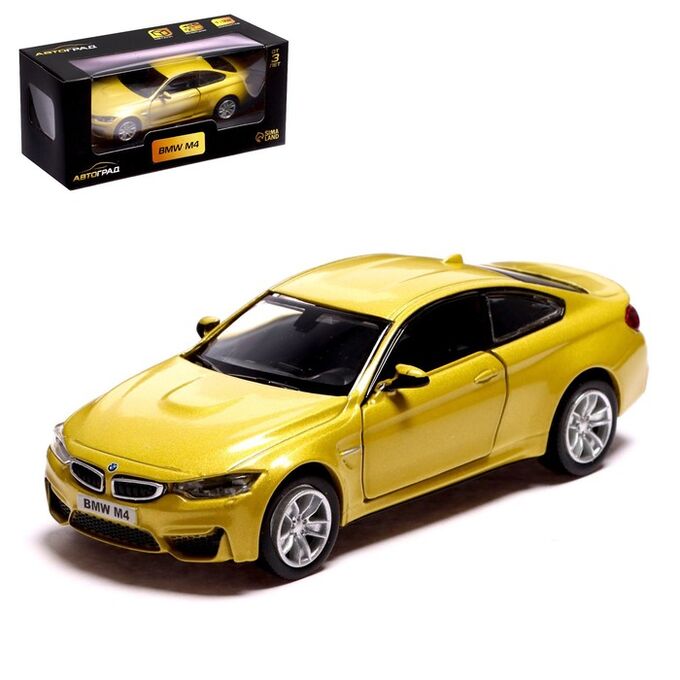 Автоград Машина металлическая BMW M4 COUPE, 1:32, инерция, открываются двери, цвет жёлтый