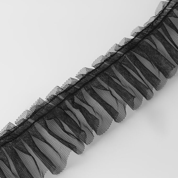 Арт Узор Рюш однослойный, 50 мм, 9 ± 0,5 м, цвет чёрный