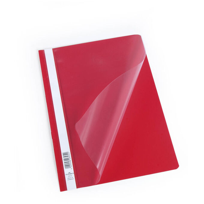 Папка-скоросшиватель пластик. Durable, А4, 180мкм, красная с прозр. верхом