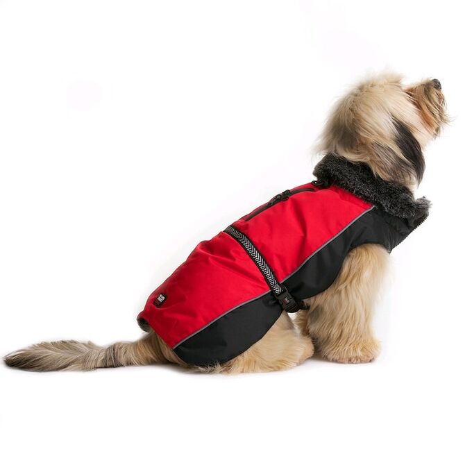 Нано куртка Dog Gone Smart Aspen parka зимняя с меховым воротником, ДС 66 см, красная