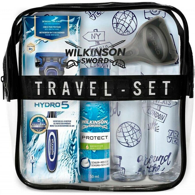 WILKINSON SWORD Подарочный набор Wilkinson Schick HYDRO 5 (Станок+1Кассета+Футляр+Пена 50мл+2Флакона*100мл) сумочка,