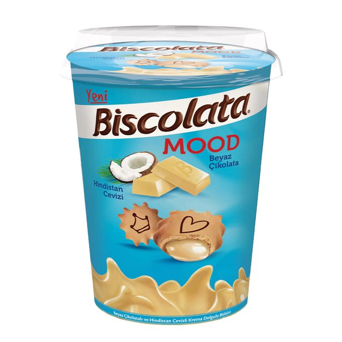 Печенье Biscolata Mood Coconut с кокосовой начинкой/белый шоколад 125г