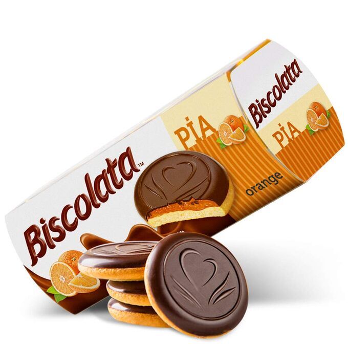 Печенье &quot;Biscolata Pia &quot; с апельсиновой начинкой покрытый темным шоколадом 100гр