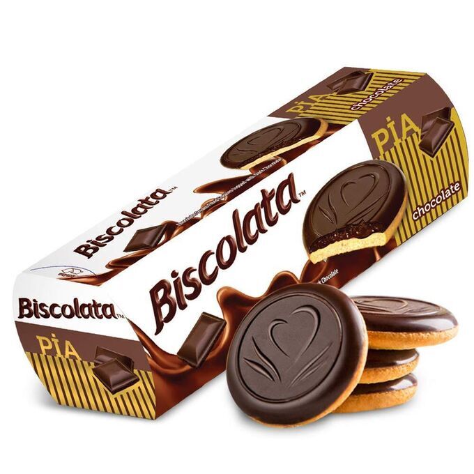 Печенье &quot;Biscolata Pia&quot; с шоколадной начинкой покрытый темным шоколадом 100гр
