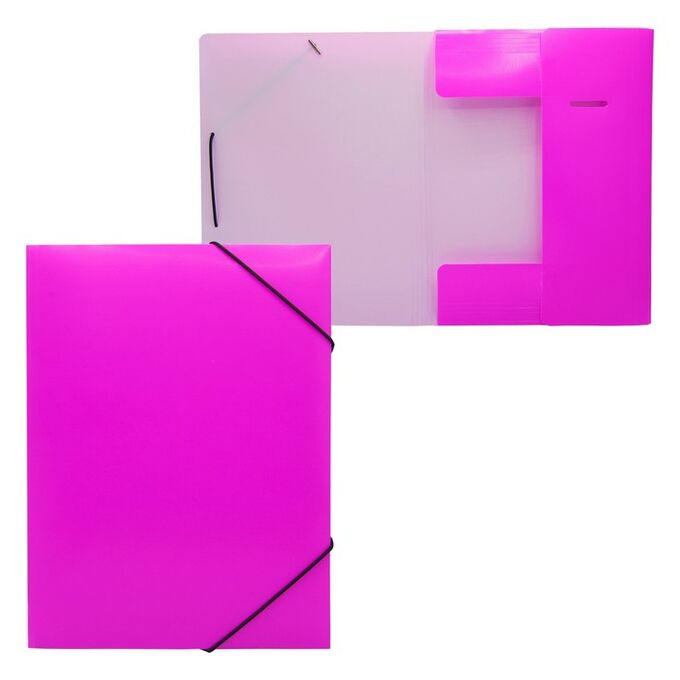 Папка на резинке А4, 500 мкм, Calligrata &quot;Neon&quot;, корешок 30 мм, неоновая, розовая