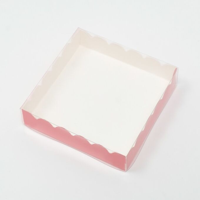 СИМА-ЛЕНД Коробочка для печенья с PVC крышкой, розовая, 12 х 12 х 3 см