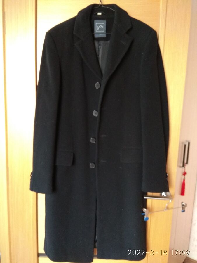 Пальто классическое, мужское, шерстяное, черное, 80% шерсть во Владивостоке