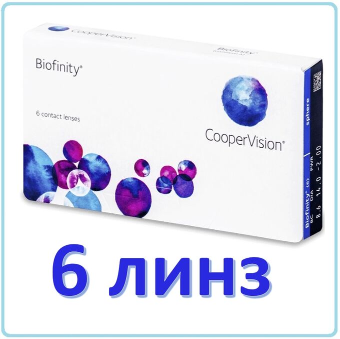 1-мес контактные линзы Biofinity (силикон-гидрогель) (6 линз)