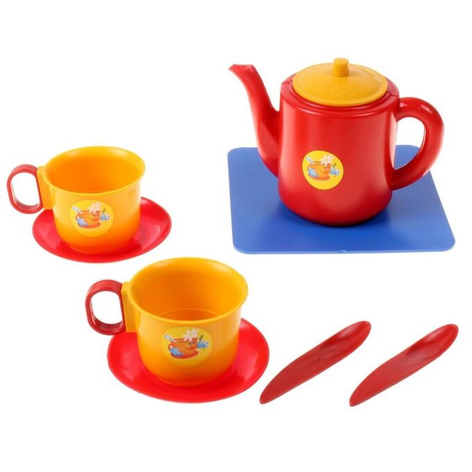 Пластмастер Посуда для кукол «Набор чашек с чайником», 8 элементов