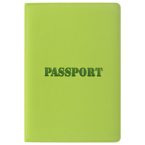 Обложка для паспорта STAFF, мягкий полиуретан, &quot;ПАСПОРТ&quot;, салатовая, 237607