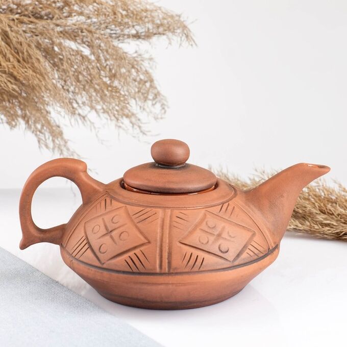 Кунгурская керамика Чайник &quot;Сакура&quot; 0,6л. молочение