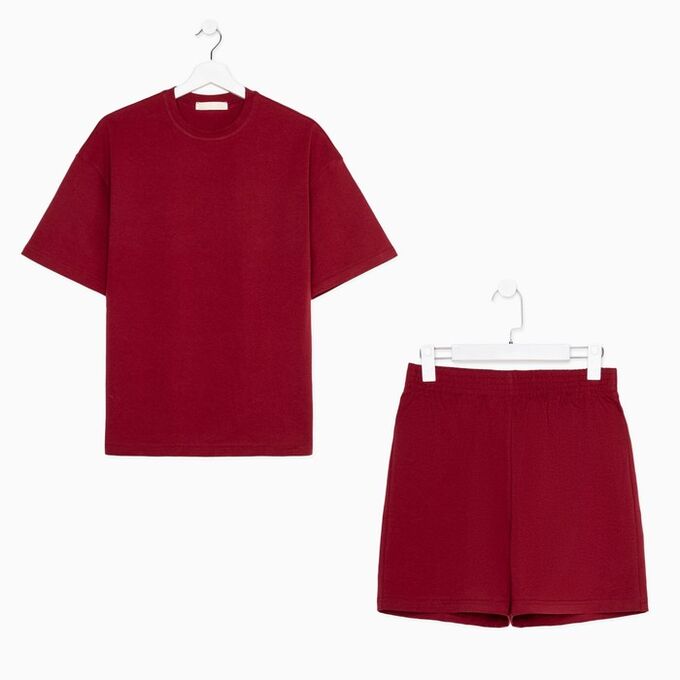 Пижама женская (футболка и шорты) KAFTAN Basic р. 44-46, бордовый