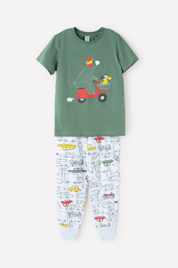 Пижама для мальчика Crockid К 1529 лесной мох, разные машинки