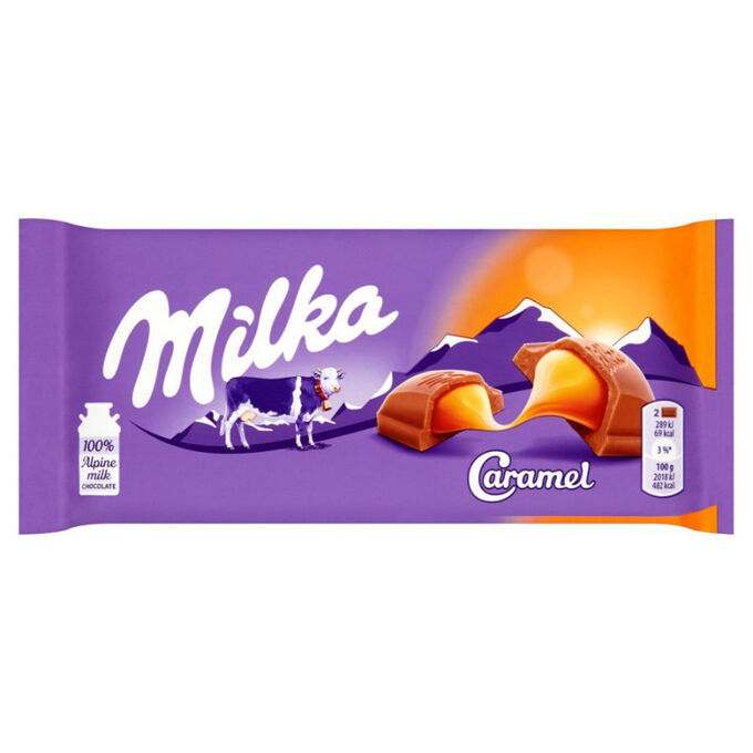 Шоколад Milka Caramel 22 шт 90 гр/Милка с карамельной начинкой