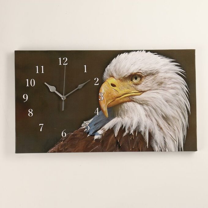 Часы настенные, на холсте, серия: Животный мир, &quot;Орел, 35 х 60