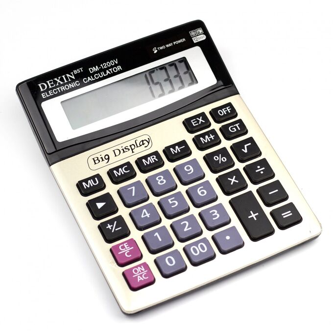 Калькулятор Alingar 12 разрядов, 190*145*18 мм, двойное питание, металлик, &quot;DM-1200V&quot;