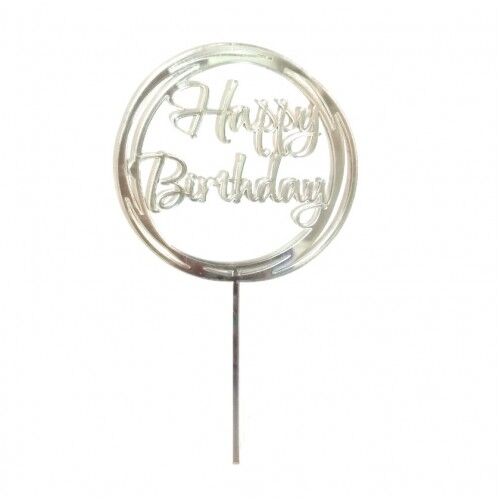 &#039;Happy birthday4&#039; серебро, пластиковый топпер для торта