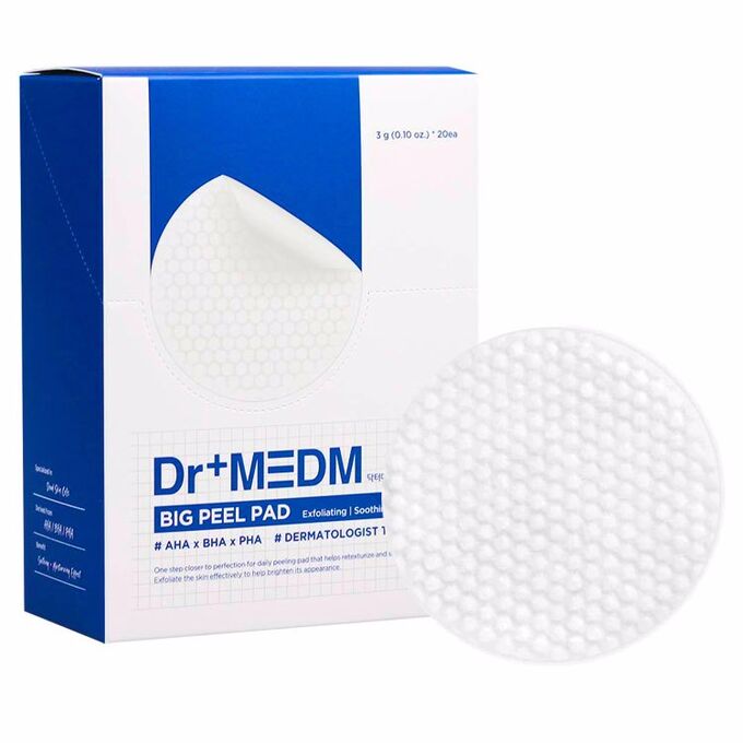 Отшелушивающие и успокаивающие двухсторонние подушечки для лица (3гр*20пакетик) DR+ MEDM BIG PEEL PAD (3gr*20pack)