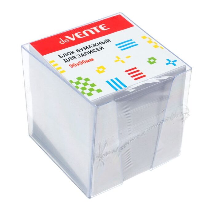 Блок бумаги для записей deVENTE 9 х9 х 9 см, пластиковый бокс, цвет белый 100 г/м2, 92%