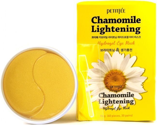 Petitfee Патчи против темных кругов с экстрактом ромашки Chamomile Lightening Hydrogel Eye Mask
