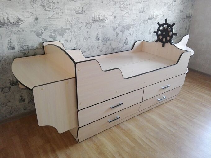 Многофункциональная Кровать-комод в детскую комнату Корабль с штурвалом во Владивостоке