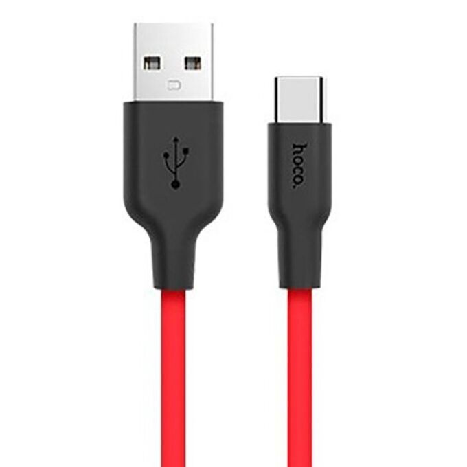 Кабель USB - Type-C Hoco X21 Silicone (100 см) (black/red)
