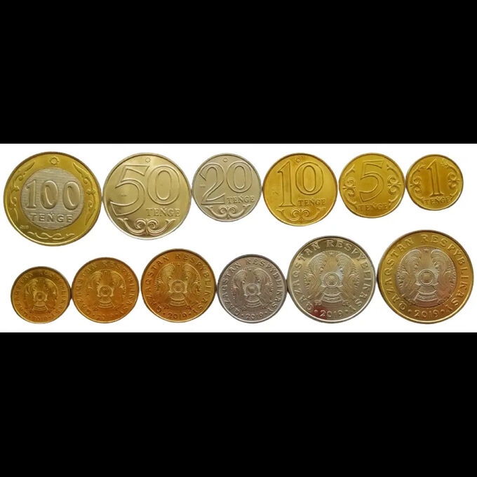 Казахстан 1 5 10 20 50 100 тенге  2019 год UNC UC# 10, 12-16 набор из 6 монет