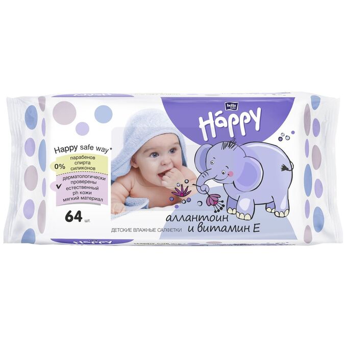 Bella Салфетки влажные д/детей HAPPY  classic с вит. 64 штЕ