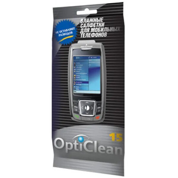 Авангард OptiClean влажные салфетки для мобильных телефонов 15 штук (40х6)/240/ 48176