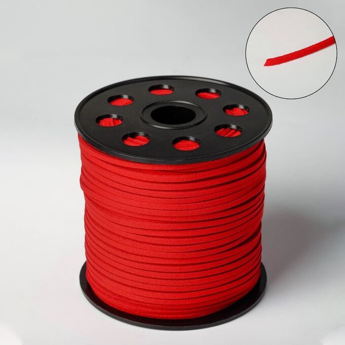 СИМА-ЛЕНД Шнур из искусственной замши на бобине, L= 90м, ширина 2,3мм, цвет красный