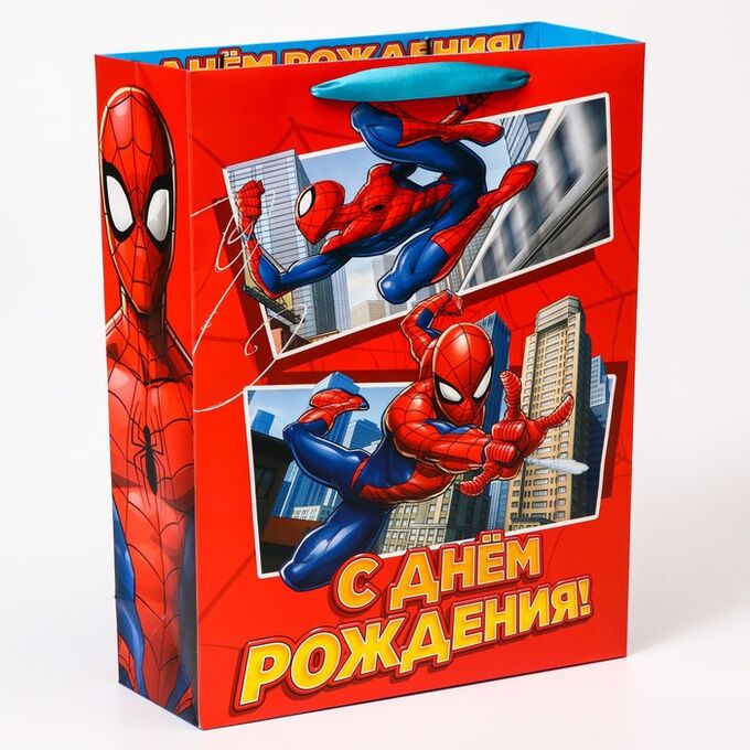 MARVEL Пакет подарочный &quot;С днем рождения!&quot;, Человек-паук, 31х40х11,5 см