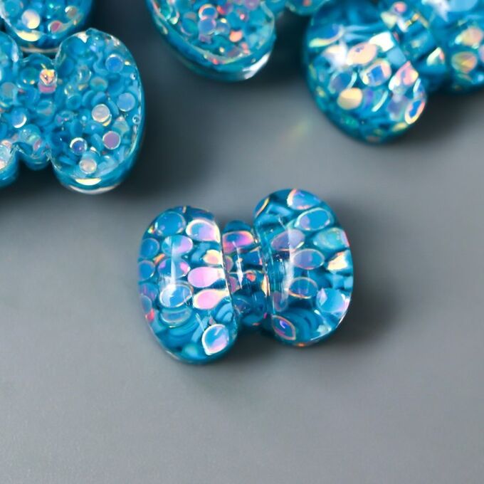 Арт Узор Декор для творчества пластик &quot;Синий бантик&quot; кристалл 1х1,4 см