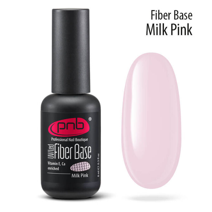 Файбер база с нейлоновыми волокнами молочно-розовая Milk Pink Fiber Base PNB 17 мл