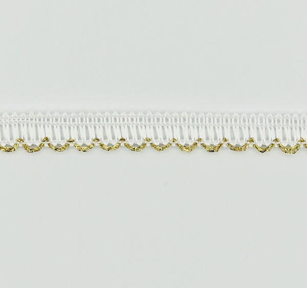 11811-G Тесьма декоративная. ш. 1 см. цв. Белый с золотом (25 ярдов)