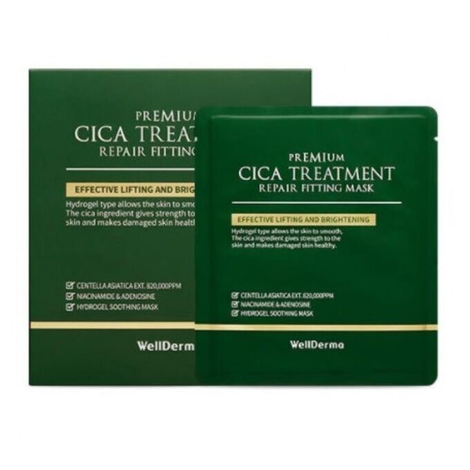WellDerma Увлажняющая маска для лица Premium Cica Treatment Repair Fitting Mask, 25 гр