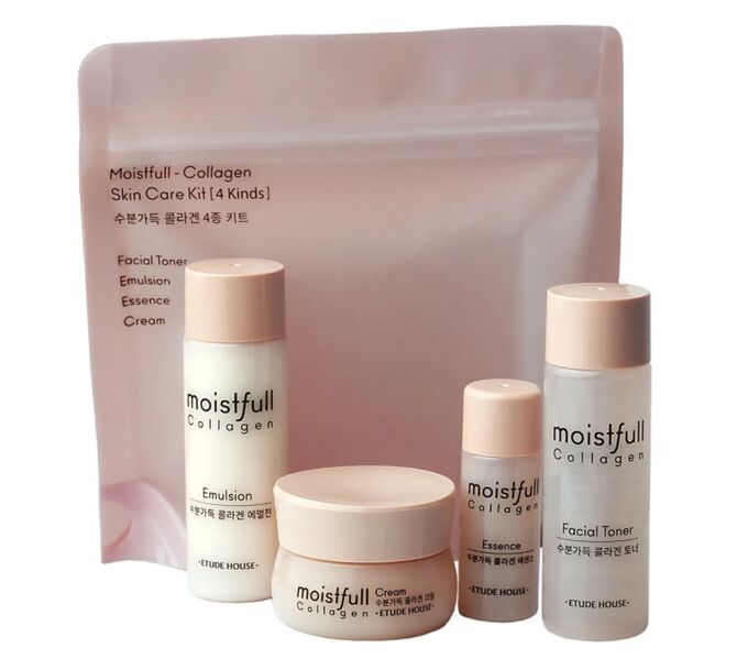 Etude House Moistfull Collagen Skin Care Kit Набор мини средств с коллагеном, 25/25/8/10 мл