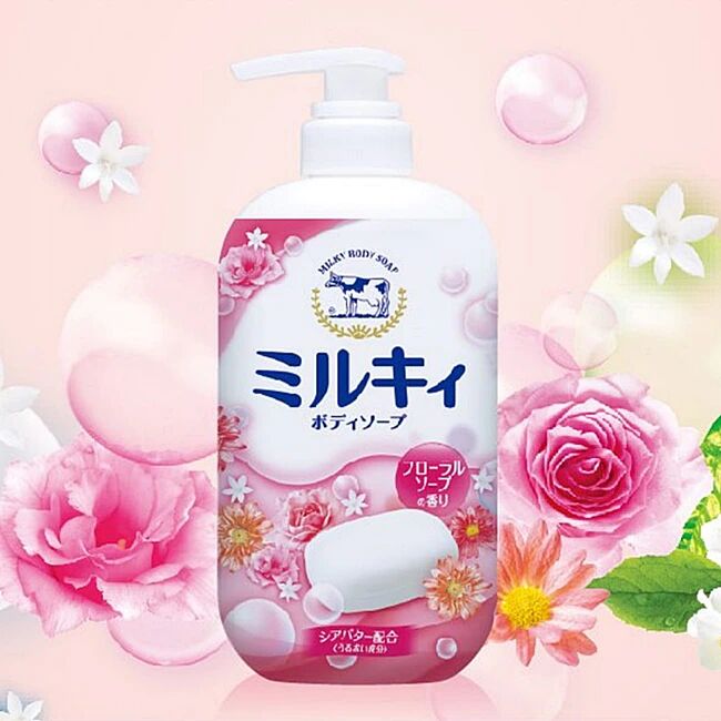 COW Молочное увлажняющее жидкое  мыло для тела с цветочным  ароматом