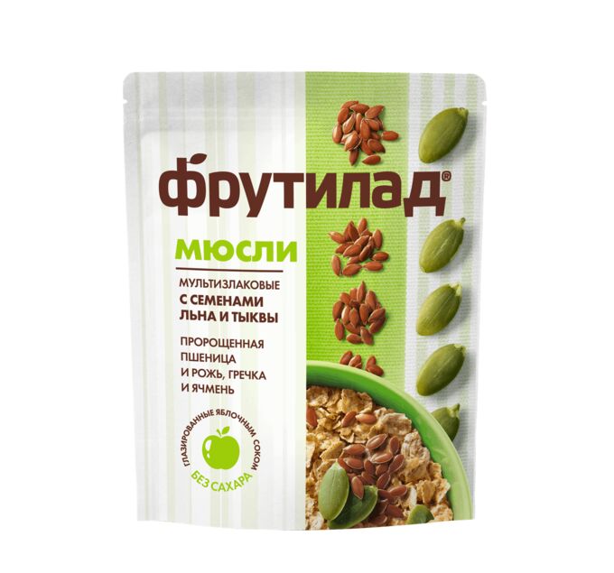 Мюсли мульти-злаковые,глазированные яблочным соком,с пророщенной ...