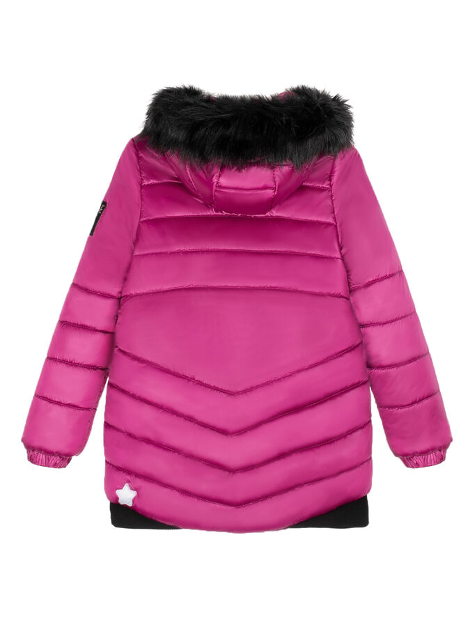 Пальто Зимняя стеганная куртка для девочки розового цвета. Детский пуховик на молнии с защитой от прищемления. Утеплитель - 300гр/м2. Зимнее пальто непродуваемое и непромокаемое с удлиненной спинкой и
