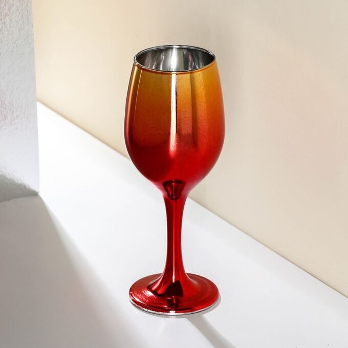 СИМА-ЛЕНД Бокал для вина «Мераба», 350 мл, 6*19,5 см, цвет красно-золотой градиент