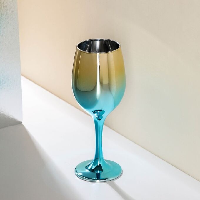 СИМА-ЛЕНД Бокал для вина «Мераба», 350 мл, 6*19,5 см, цвет сине-золотой градиент