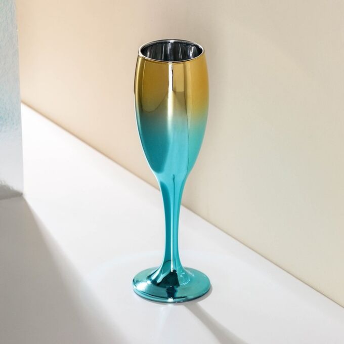 СИМА-ЛЕНД Бокал для шампанского «Мераба», 200 мл, цвет сине-золотой градиент